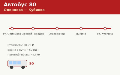Автобус 80 Одинцово &mdash; Кубинка: расписание, остановки (2026)