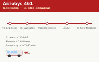 Автобус 461 Одинцово &mdash; м. Юго-Западная: расписание (2026)