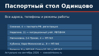 Паспортный стол Одинцово: адреса, телефоны и режим работы (2026)