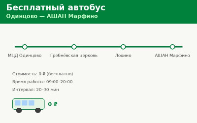 Бесплатный автобус Одинцово &mdash; АШАН Марфино: расписание (2026)