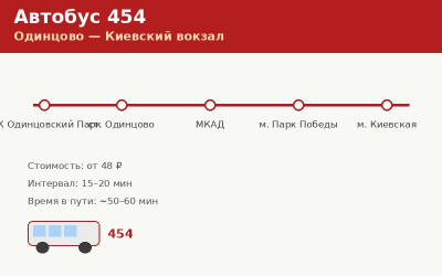Автобус 454 Одинцово &mdash; Киевский вокзал: расписание (2026)