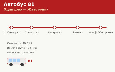 Автобус 81 Одинцово — Жаворонки: расписание, остановки (2026) Автобус 81 Одинцово — Жаворонки: расписание, остановки (2026)