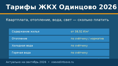 Тарифы ЖКХ в Одинцово на 2026 год: сколько платить за квартиру Тарифы ЖКХ в Одинцово на 2026 год: сколько платить за квартиру